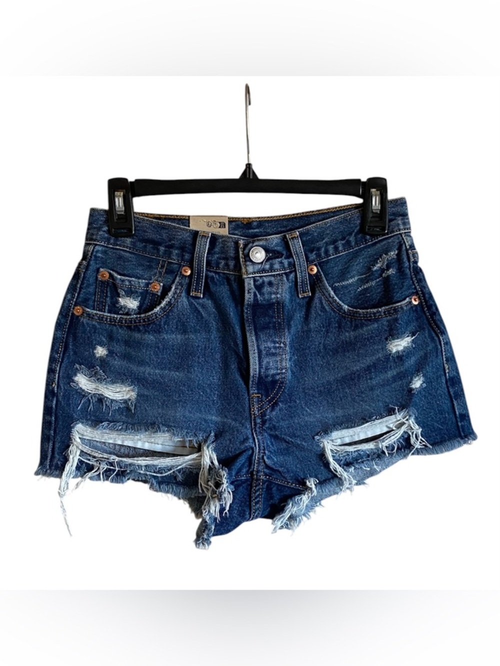 Women’s LEVIS Denim Distressed Jeans Shorts Size 25 NWT